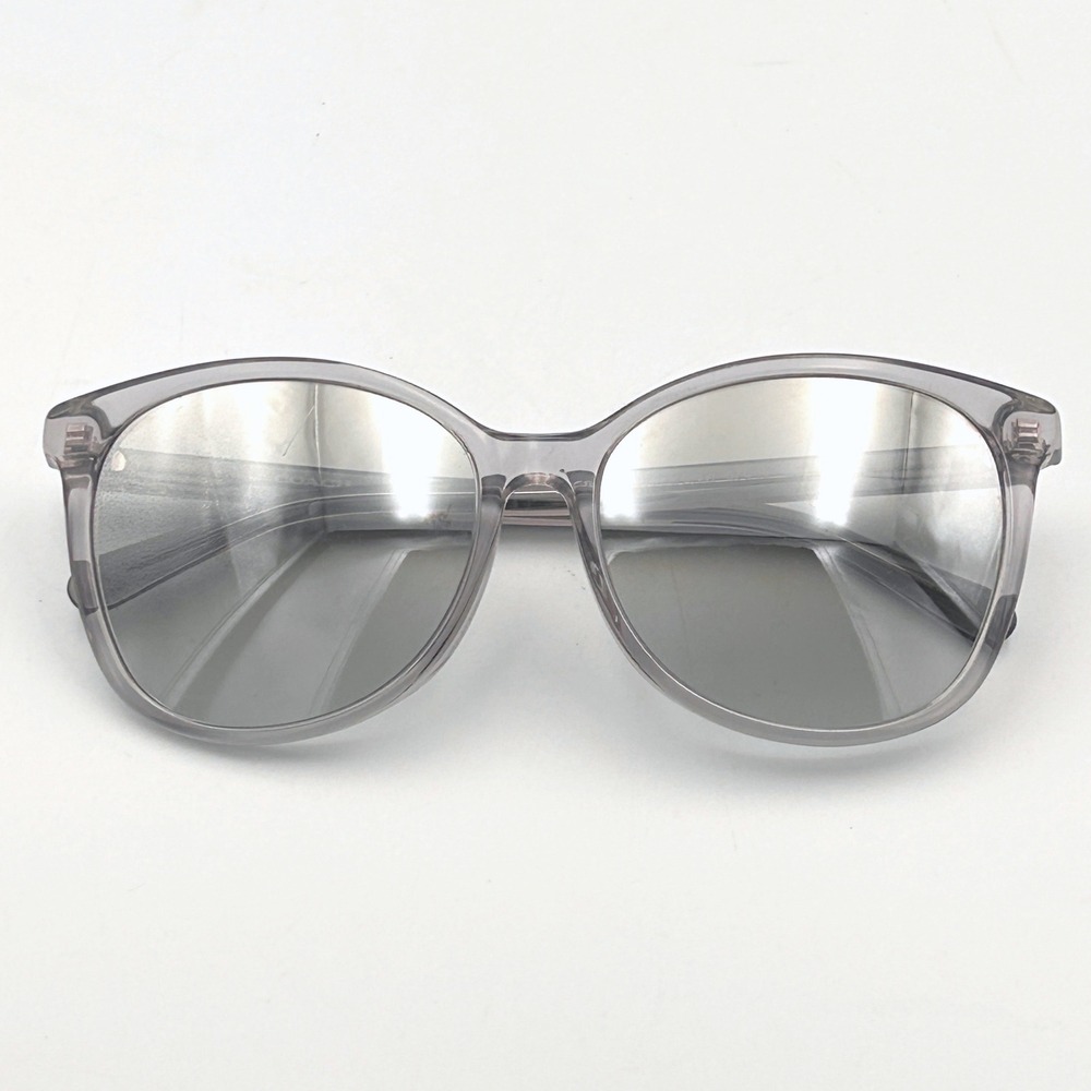 Coach Sunglasses HC8271U L1101 Round Transparent Grey Crystal Silver Mirror
